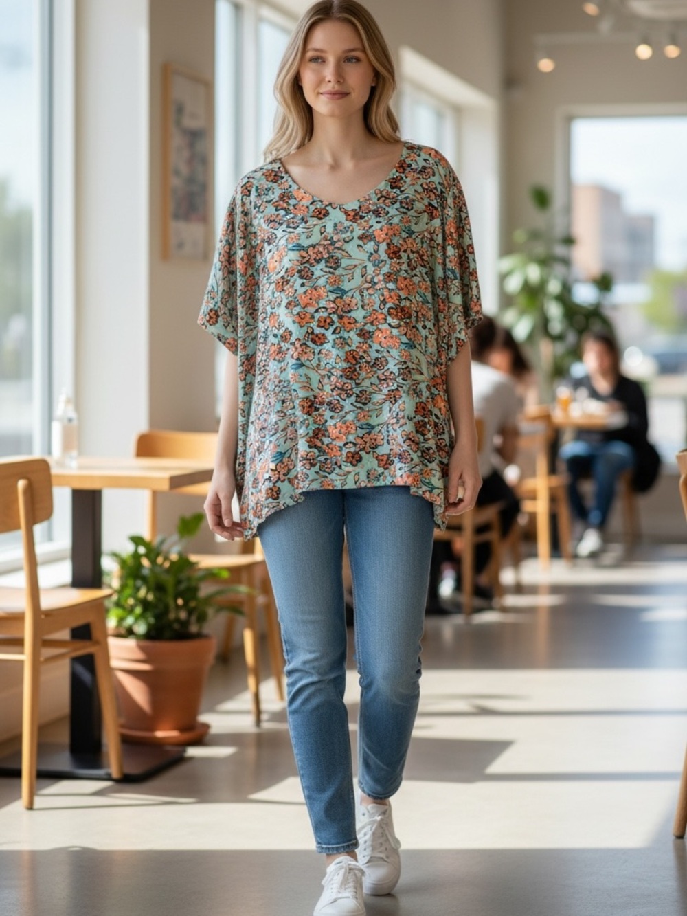 Toxik3 100% Rayon Floral Print Blouse Short Sleeve Scoop Back‎ with Tie size 3X